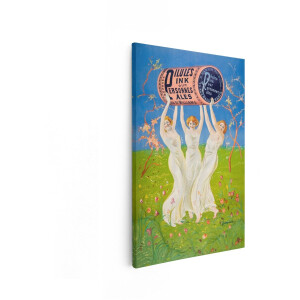 Artaza Canvas Schilderij Vintage Vrouwen - 60x90 cm - Wanddecoratie Vintage Poster - Muurdecoratie Bloemenveld - Decoratie Reclame