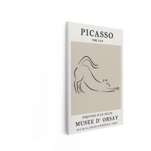 Artaza Canvas Schilderij Minimalistische Picasso Kattenposter met Tekst - Musée D'Orsay - Parijs - 60x90 cm - Wanddecoratie Woonkamer - Schilderijen - Muurdecoratie