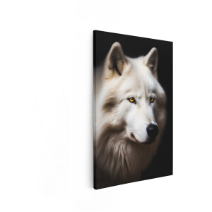 Artaza Canvas Schilderij Witte Wolf - 60x90 cm - Wanddecoratie Dieren - Muurdecoratie Natuur - Decoratie Zwart - Schilderijen Op Canvas