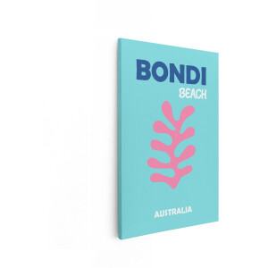 Artaza Canvas Schilderij Bondi Beach Australia - 40x60 cm - Wanddecoratie Abstract - Muurdecoratie Strand Zee - Decoratie Roze Blauw