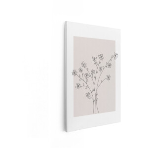 Artaza Canvas Schilderij Minimalistische Tekening van een Bloeiende Plant met Kleine Bloemen - 20x30 cm - Klein - Wanddecoratie Woonkamer - Schilderijen - Muurdecoratie