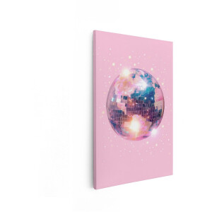 Artaza Canvas Schilderij Discobal - 40x60 cm - Wanddecoratie Abstract Roze - Muurdecoratie Sterren - Schilderijen Op Canvas Muziek