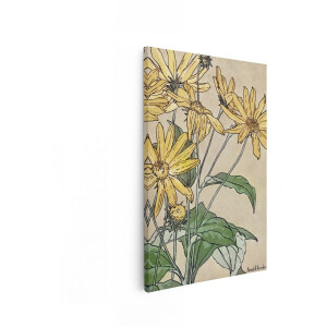 Artaza Canvas Schilderij Bloemen Schilderij - 40x60 cm - Wanddecoratie Bloemen - Muurdecoratie Vintage - Decoratie Woonkamer - Geel