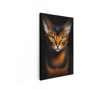 Artaza Canvas Schilderij Kat - 40x60 cm - Wanddecoratie Abessijnse Kat - Muurdecoratie Dieren - Schilderijen Op Canvas Zwart