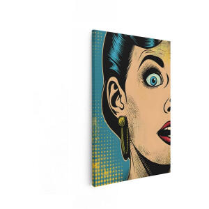 Artaza Canvas Schilderij Pop Art Vrouw - 60x90 cm - Wanddecoratie Retro - Muurdecoratie Vintage - Decoratie Comic Stijl - Geel Blauw