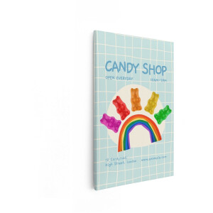 Artaza Canvas Schilderij Gummyberen - 20x30 cm - Wanddecoratie Kinderkamer Regenboog - Muurdecoratie Snoep - Kleurrijk Schilderij Jongenskamer