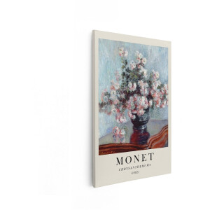 Artaza Canvas Schilderij Monets Chrysantenschilderij Uit 1882 - een Klassiek Impressionistisch Bloemenkunstwerk - 60x90 cm - Wanddecoratie Woonkamer - Schilderijen - Muurdecoratie