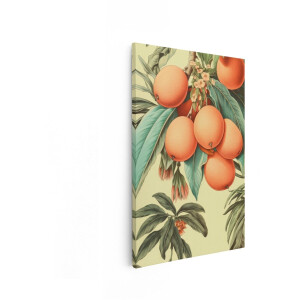 Artaza Canvas Schilderij Tropische Vruchten en Bloemen in een Gedetailleerde - Vintage Botanische Illustratie - 60x90 cm - Wanddecoratie Woonkamer - Schilderijen - Muurdecoratie