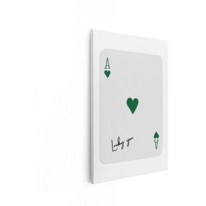 Artaza Canvas Schilderij Speelkaart Aas Harten - 40x60 cm - Wanddecoratie Lucky You - Muurdecoratie Minimalistisch - Decoratie Groen