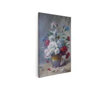 Artaza Canvas Schilderij Bloemen - 80x120 cm - Wanddecoratie Stilleven - Muurdecoratie Vintage - Decoratie Boeket Anjers Woonkamer