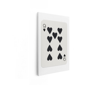 Artaza Canvas Schilderij Negen van Harten Speelkaart met Zwarte Symbolen op Witte Achtergrond - 60x90 cm - Wanddecoratie Woonkamer - Schilderijen - Muurdecoratie