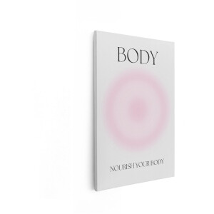 Artaza Canvas Schilderij Body Tekst - 80x120 cm - Wanddecoratie Roze - Muurdecoratie Quote - Decoratie Minimalistisch Slaapkamer - Roze