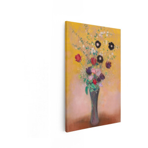 Artaza Canvas Schilderij Stilleven Bloemen - 20x30 cm - Wanddecoratie Vaas met Tulpen - Muurdecoratie Odilon Redon - Schilderijen Op Canvas