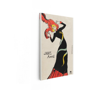 Artaza Canvas Schilderij Danseres Jane Avril - 60x90 cm - Wanddecoratie Vintage - Muurdecoratie Toulouse Lautrec - Decoratie Art Nouveau - Rood