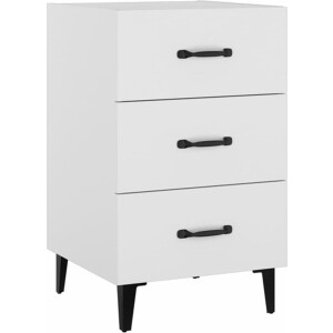 vidaXL - Nachtkastje - 40x40x66 - cm - bewerkt - hout - wit