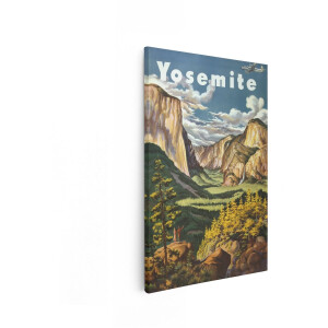Artaza Canvas Schilderij Yosemite National Park - 40x60 cm - Vintage Wanddecoratie Landschap - Muurdecoratie Bergen - Decoratie Waterval