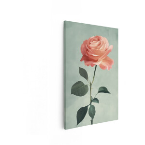 Artaza Canvas Schilderij Roze Roos - 80x120 cm - Wanddecoratie Bloemen - Muurdecoratie Vintage - Decoratie Slaapkamer - Roze