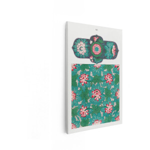 Artaza Canvas Schilderij Lotusbloemen - 80x120 cm - Wanddecoratie Bloemen - Muurdecoratie Vintage - Decoratie Chinees Patroon - Roze