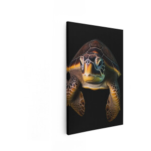 Artaza Canvas Schilderij Zeeschildpad - 60x90 cm - Wanddecoratie Dieren - Muurdecoratie Zee - Decoratie Natuur - Zwart