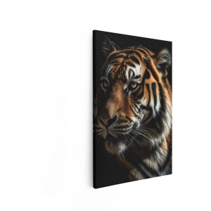 Artaza Canvas Schilderij Tijger Close-Up - 20x30 cm - Wanddecoratie Dierenkop - Muurdecoratie Natuur - Schilderijen Op Canvas - Zwart