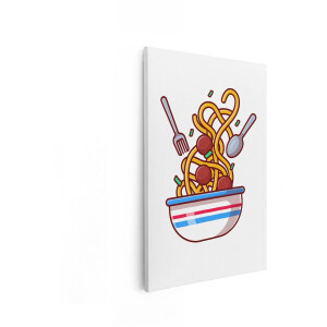 Artaza Canvas Schilderij Spaghetti - 80x120 cm - Wanddecoratie Keuken - Muurdecoratie Pasta - Decoratie Gehaktballetjes Italiaans Eten