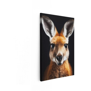 Artaza Canvas Schilderij Kangoeroe - 40x60 cm - Wanddecoratie Dieren - Muurdecoratie Portret - Decoratie Woonkamer - Zwart