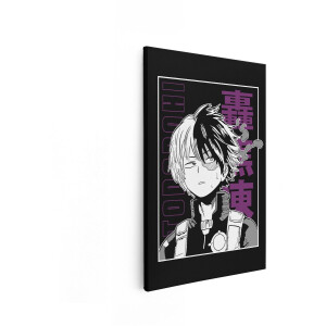 Artaza Canvas Schilderij Portret van het Animepersonage Shoto Todoroki met Half Zwart en Half Wit Haar - 60x90 cm - Wanddecoratie Woonkamer - Schilderijen - Muurdecoratie