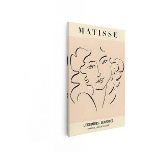 Artaza Canvas Schilderij Vrouw - 20x30 cm - Wanddecoratie Matisse Line Art - Muurdecoratie Minimalistisch Portret - Schilderijen Op Canvas