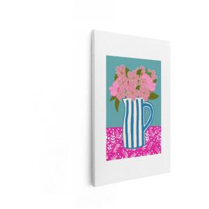 Artaza Canvas Schilderij Stilleven Bloemen - 20x30 cm - Wanddecoratie Kleurrijk - Muurdecoratie Bohemian - Schilderijen Op Canvas Roze