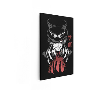 Artaza Canvas Schilderij Anime Karakter met Vuur in Zijn Hand en een Hoge Hoed met Bril - 20x30 cm - Klein - Wanddecoratie Woonkamer - Schilderijen - Muurdecoratie