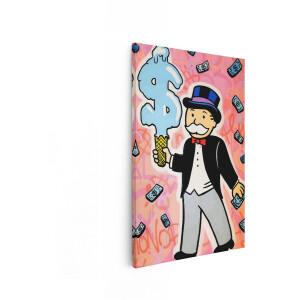 Artaza Canvas Schilderij Mr Monopoly - 80x120 cm - Pop Art Wanddecoratie Dollar - Muurdecoratie Graffiti Geld - Schilderijen Op Canvas