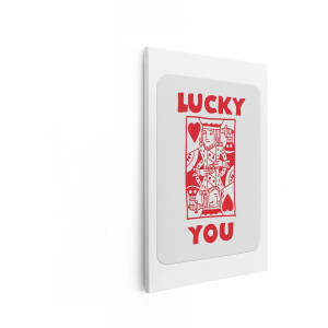 Artaza Canvas Schilderij Gelukskaart met Koning en Hartensymbool - Rode Tekst - 60x90 cm - Wanddecoratie Woonkamer - Schilderijen - Muurdecoratie