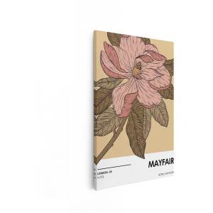 Artaza Canvas Schilderij Vintage Illustratie van een Roze Magnolia Bloem met Bruine Bladeren - 60x90 cm - Wanddecoratie Woonkamer - Schilderijen - Muurdecoratie