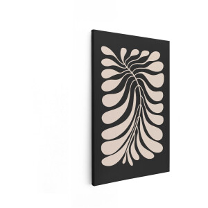 Artaza Canvas Schilderij Abstract - 40x60 cm - Wanddecoratie Boho - Muurdecoratie Plantentak - Decoratie Beige Zwart