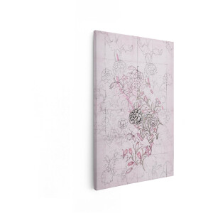 Artaza Canvas Schilderij Bloemen - 80x120 cm - Wanddecoratie Vintage - Muurdecoratie Anjers - Decoratie Roze Bloemen - Schilderijen Op Canvas