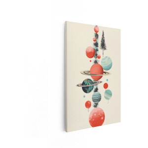 Artaza Canvas Schilderij Planeten - 40x60 cm - Wanddecoratie Abstract - Muurdecoratie Kinderkamer - Decoratie Kosmos Ruimte