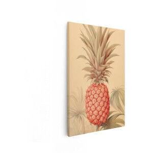 Artaza Canvas Schilderij Ananas - 80x120 cm - Wanddecoratie Vintage - Muurdecoratie Botanisch - Decoratie Fruit Woonkamer