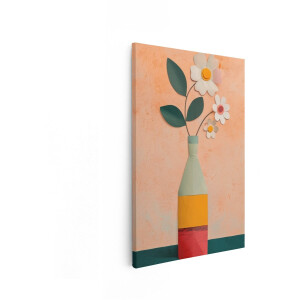 Artaza Canvas Schilderij Stilleven Vaas - 20x30 cm - Wanddecoratie Abstract - Muurdecoratie Bloemen - Boho Schilderijen Op Canvas