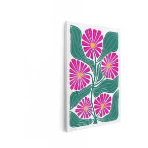 Artaza Canvas Schilderij Roze Bloemen - 20x30 cm - Wanddecoratie Bohemian - Muurdecoratie Abstract - Boho Schilderijen Op Canvas