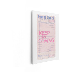 Artaza Canvas Schilderij Gastbon Keep Em Coming - 60x90 cm - Wanddecoratie Vintage Tekst - Muurdecoratie Retro - Decoratie Roze
