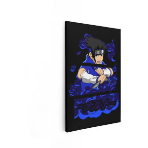 Artaza Canvas Schilderij Sasuke Uchiha - 40x60 cm - Wanddecoratie Naruto Anime - Muurdecoratie Jongenskamer - Schilderij Blauw