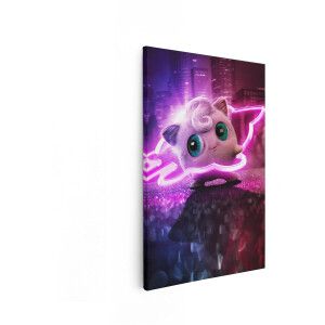 Artaza Canvas Schilderij Pokemon - 20x30 cm - Jigglypuff Wanddecoratie Meisjeskamer - Muurdecoratie Neon - Schilderijen Kinderkamer - Roze