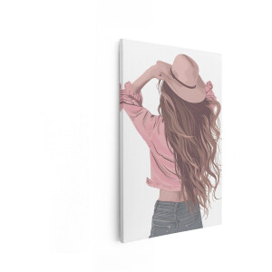Artaza Canvas Schilderij Vrouw - 60x90 cm - Wanddecoratie Boho - Muurdecoratie Modern - Slaapkamer Decoratie - Roze