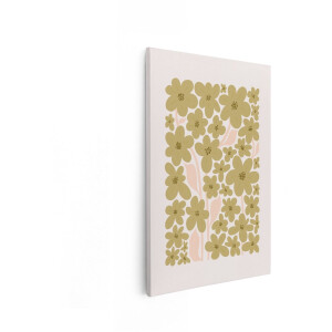 Artaza Canvas Schilderij Bloemen Abstract - 20x30 cm - Boho Wanddecoratie - Muurdecoratie Slaapkamer - Schilderijen Op Canvas - Goud