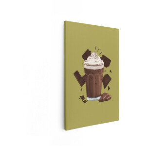 Artaza Canvas Schilderij Chocolademelk - 80x120 cm - Wanddecoratie Keuken - Muurdecoratie Slagroom - Decoratie Chocolade - Schilderijen Op Canvas
