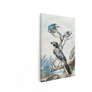 Artaza Canvas Schilderij Vogels - 60x90 cm - Wanddecoratie Natuur - Muurdecoratie Aquarel - Decoratie Vintage - Schilderijen Op Canvas