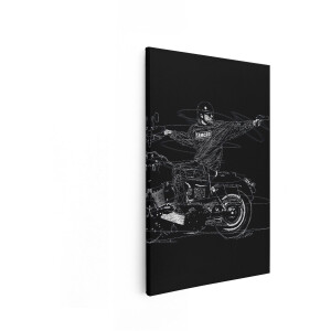 Artaza Canvas Schilderij Motor Serie Sons Of Anarchy - 40x60 cm - Wanddecoratie Samcro - Muurdecoratie Zwart Wit - Line Art Schilderijen