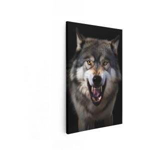 Artaza Canvas Schilderij Wolf - 60x90 cm - Wanddecoratie Dieren - Muurdecoratie Dierenkop - Decoratie Zwart - Schilderijen Op Canvas
