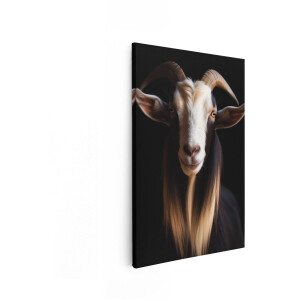 Artaza Canvas Schilderij Geit - 80x120 cm - Wanddecoratie Dieren - Muurdecoratie Dierenkop - Decoratie Woonkamer - Zwart