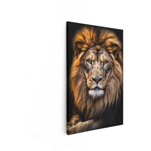 Artaza Canvas Schilderij Machtige Leeuw met Volle Manen Kijkt Intens Naar de Camera - 60x90 cm - Wanddecoratie Woonkamer - Schilderijen - Muurdecoratie